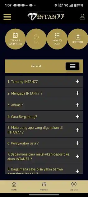 Screenshot of Intan77 Betting